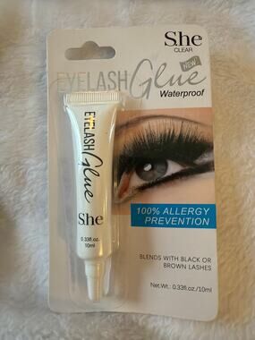 S.he Clear Waterproof Eyelash Glue Adhesive Black Brown Lashes 10ml EG680 New